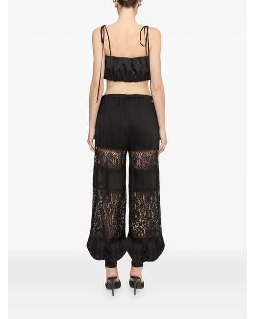 Nissa Black Lace Insert Crop Top
