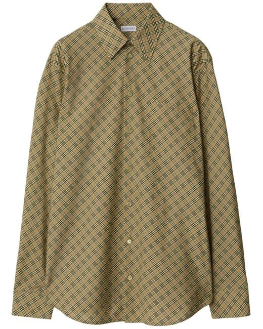 Burberry Green Check-Pattern Cotton Shirt
