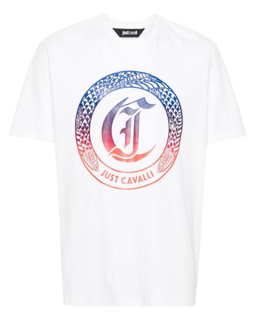 Just Cavalli Pink Logo-print Cotton T-shirt for men