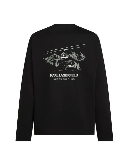 Karl Lagerfeld Black Après Ski Club Long-Sleeved T-Shirt for men