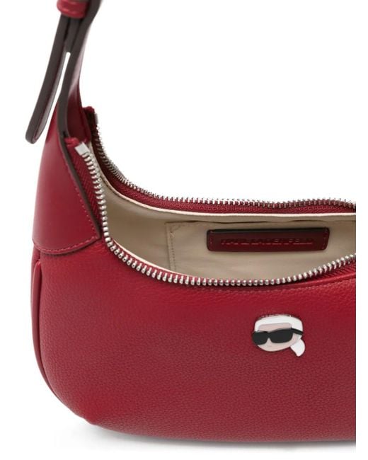 Karl Lagerfeld Red Logo-Patch Shoulder Bag