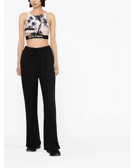 Palm Angels Natural Hawaiian Dream Logo Sport Top Beige/black