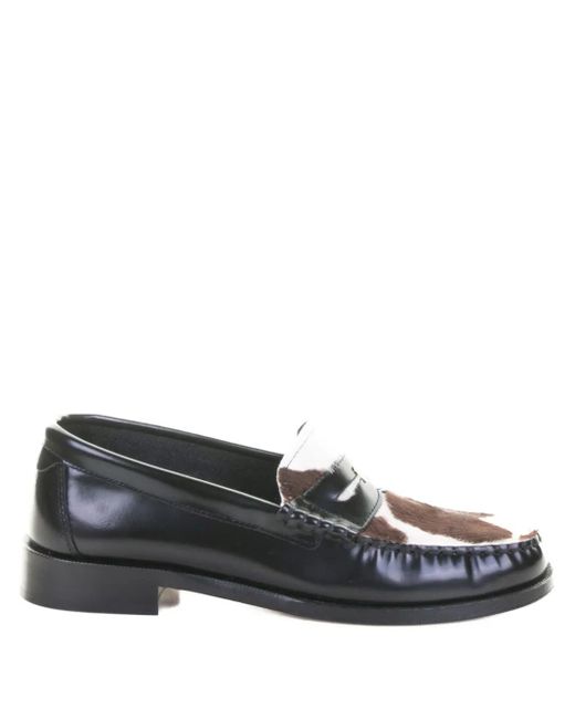 Furla Gray Leather Penny-Slot Loafers