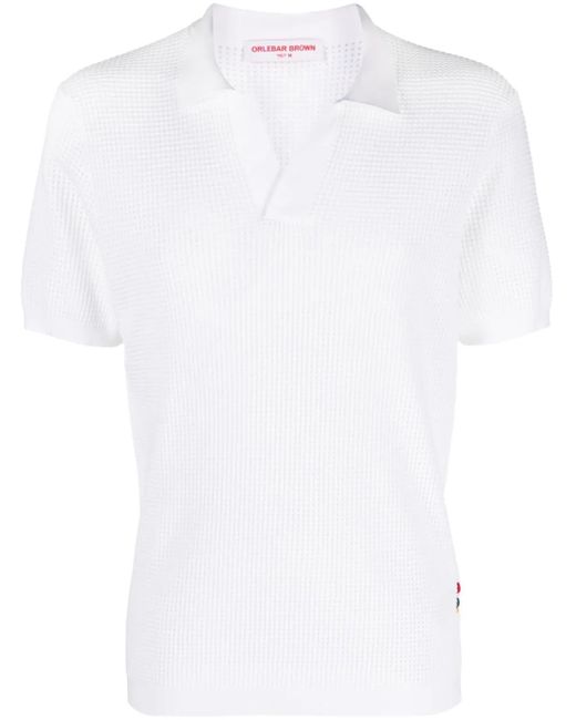 Orlebar Brown White Roddy Perforated Polo Shirt for men