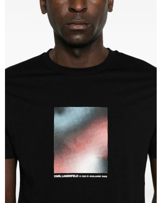 Karl Lagerfeld Black Graphic-Print T-Shirt for men