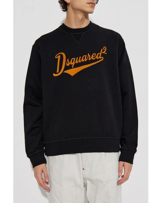 DSquared² Blue Flocked-Logo Sweatshirt for men