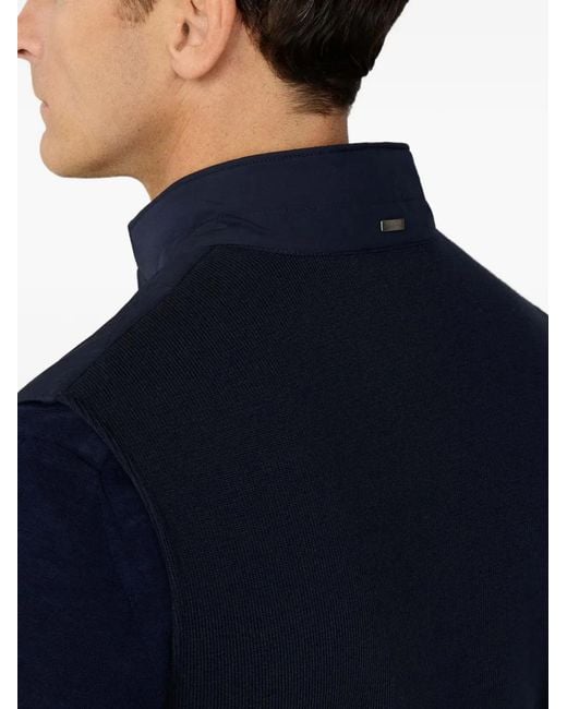 Hackett Blue Quilted Knit-Back Gilet for men