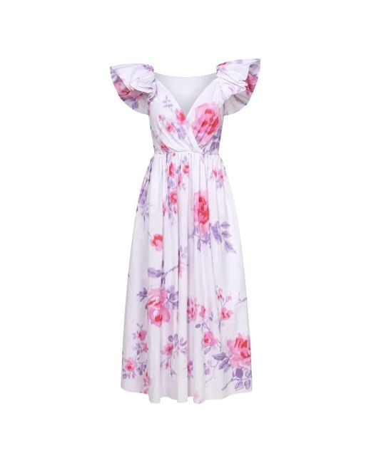 Philosophy Di Lorenzo Serafini Pink Floral-Print Midi Dress