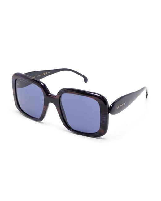 Etro Blue Square-Frame Sunglasses