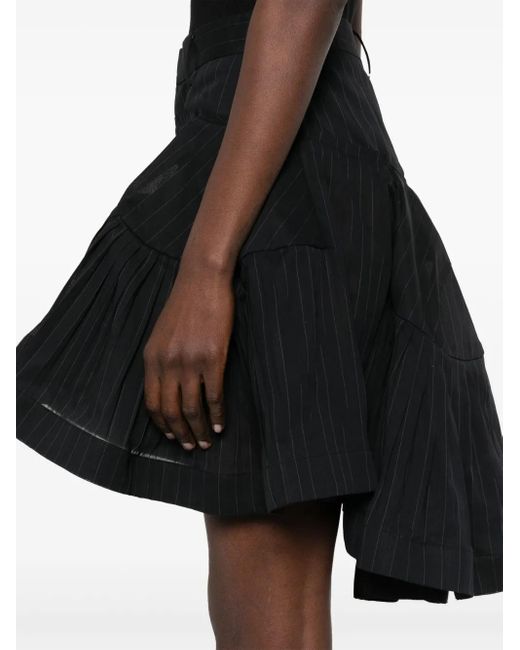 Sacai ストライプ ミニスカート Black