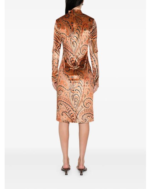 Robe Mi-Longue À Motif Cachemire Etro en coloris Orange