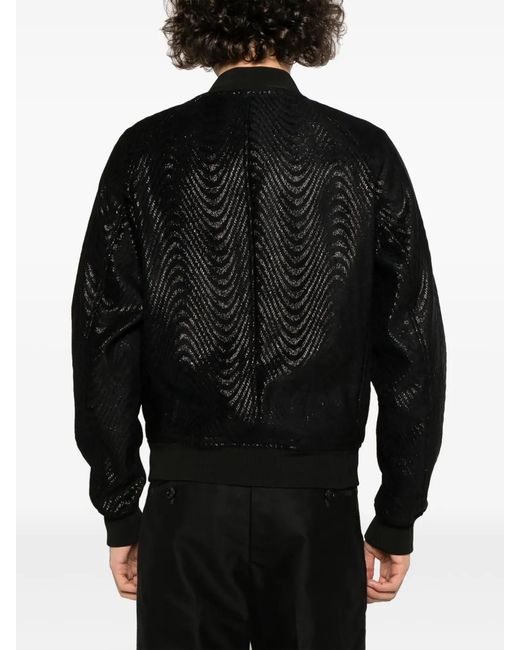 Tom Ford Black Wave Jacquard Bomber Jacket for men