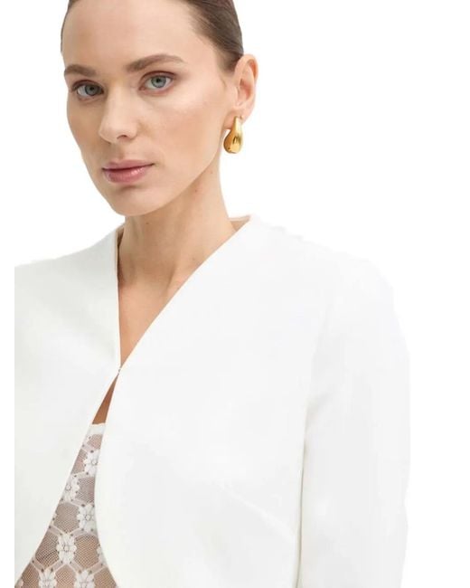 Morgan White Button-Cuff Cropped Jacket