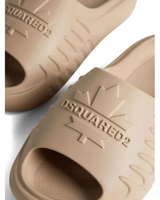 DSquared² Brown Logo-Embossed Slides for men
