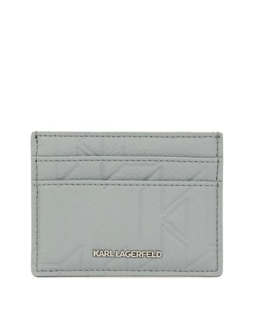 Karl Lagerfeld Gray Logo-Embossed Cardholder for men