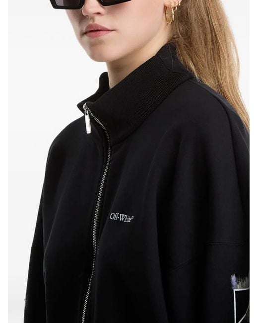 Off-White c/o Virgil Abloh Black Floral-Print Arrows Zip-Up Sweatshirt