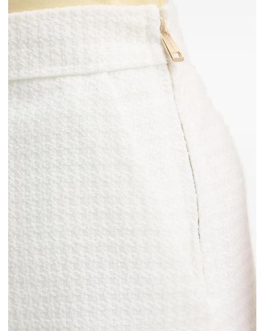 Guess White Tweed Frayed-Hem Tailored Shorts