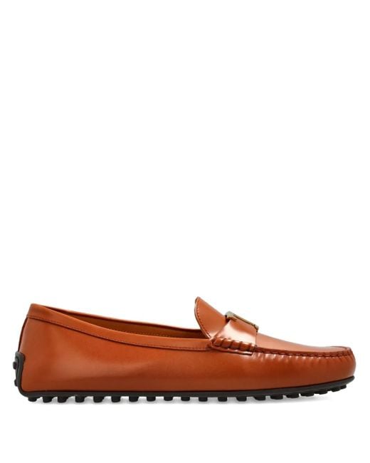 Tod's Brown T Timeless Leather Loafers