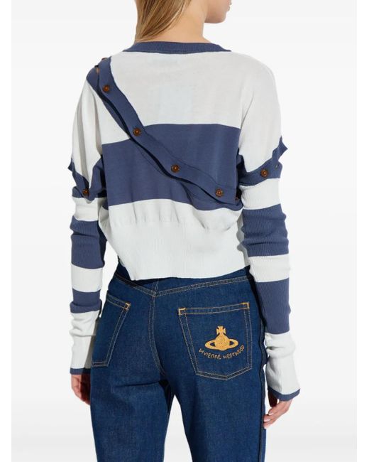 Vivienne Westwood ストライプ クロップド カーディガン Blue