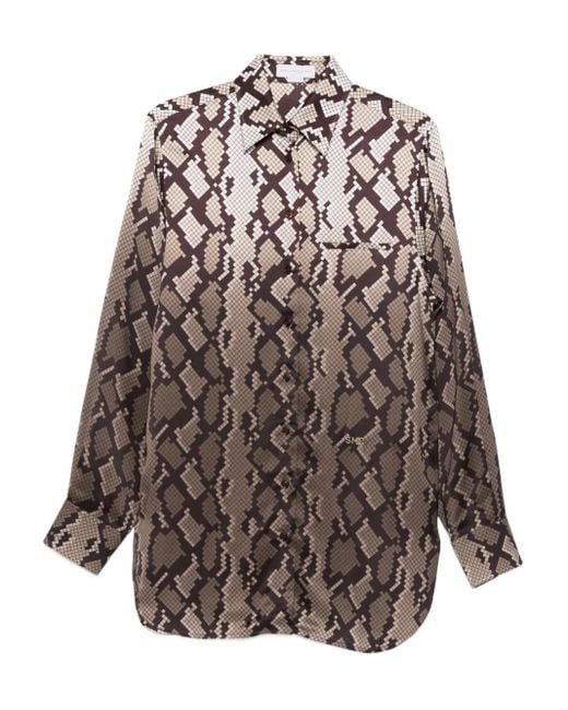 Stella McCartney Brown Snake Print Satin Pyjama Shirt
