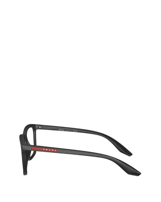 Prada Linea Rossa Black Rectangle-Frame Glasses for men