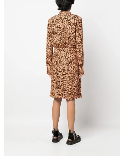 Karl Lagerfeld Brown Robe Ceinturée À Imprimé Léopard