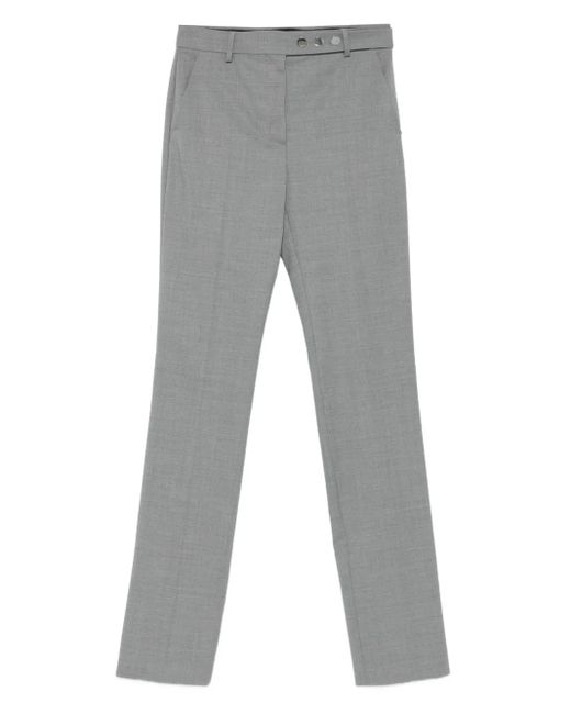 Sportmax Gray Virgin Wool Straight-Leg Trousers
