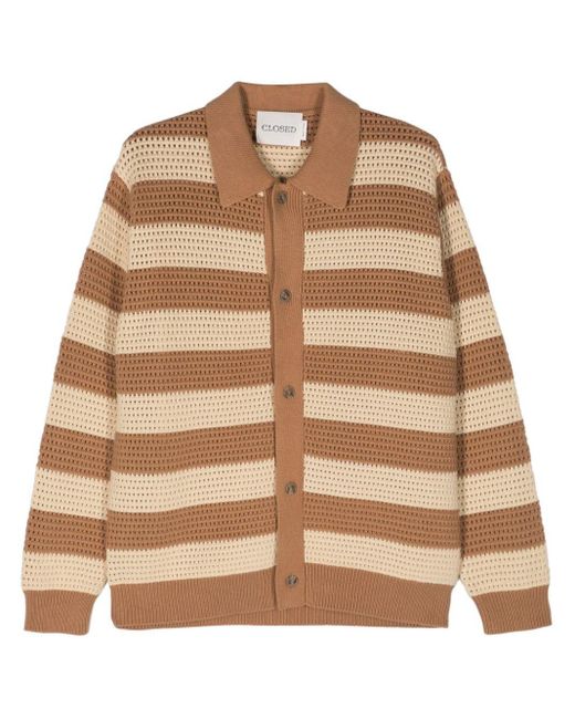 Closed Brown Striped Open-knit Cardigan for men