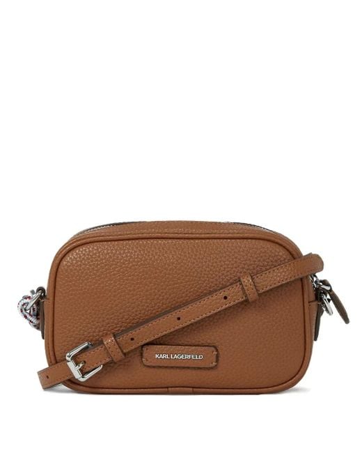 Karl Lagerfeld Brown Embellishment-Logo Cross Body Bag