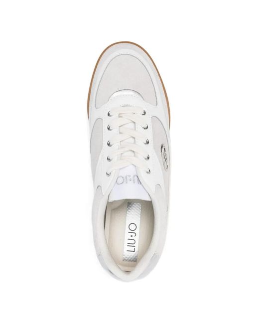 Liu Jo White Logo-Plaque Sneakers