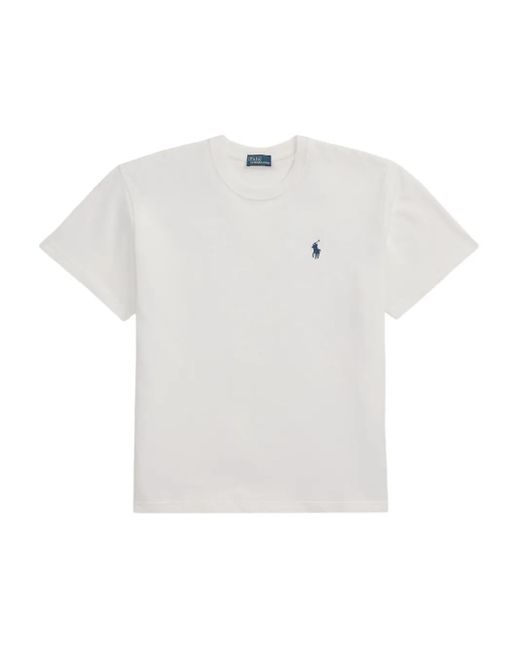 Polo Ralph Lauren White Embroidered-Logo T-Shirt