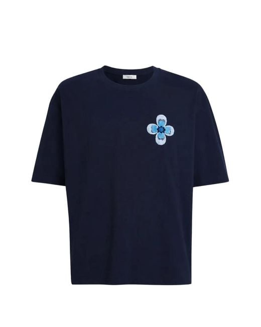 Commas Blue Embroidered Cotton T-Shirt for men