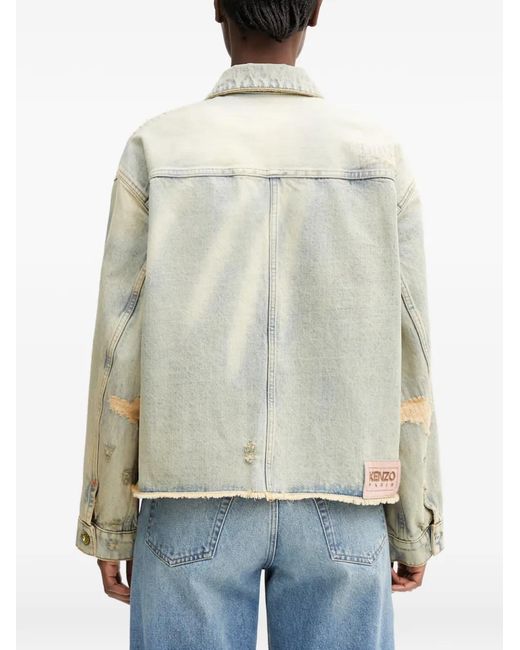 KENZO Blue Distressed-Frayed Denim Jacket
