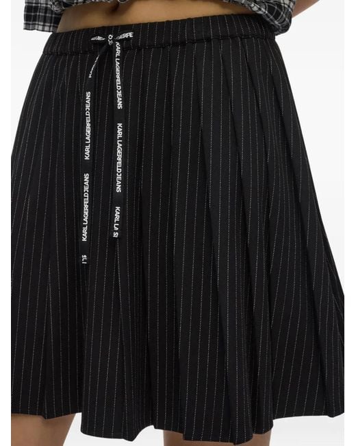Karl Lagerfeld Black Pinstripe Pleated Mini Skirt