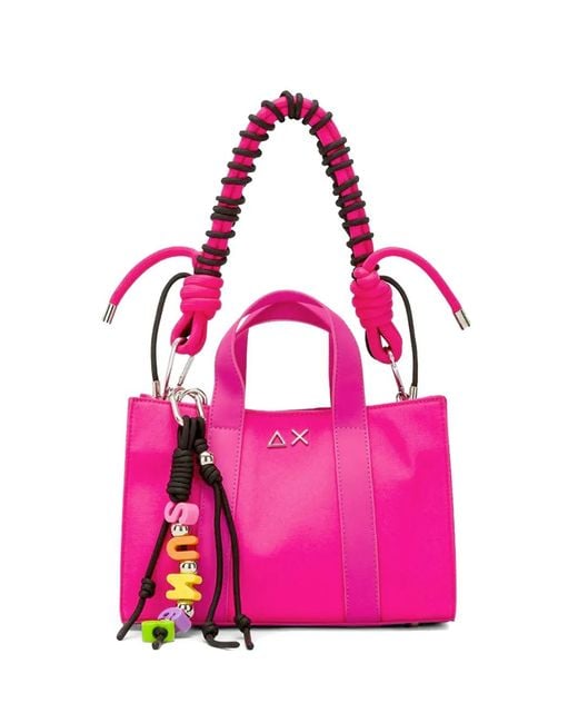 Sun 68 Pink Small Logo-Plaque Tote Bag