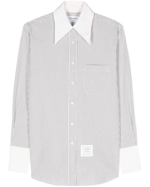 Chemise en coton à rayures Thom Browne en coloris White