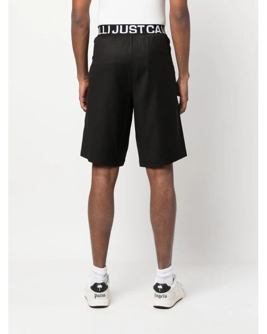Just Cavalli Black Logo-Print Shorts for men