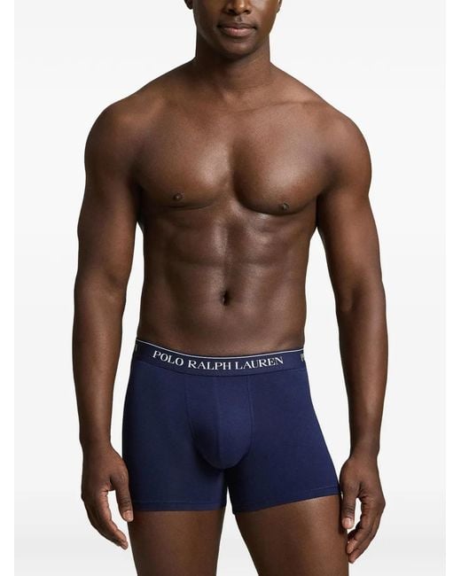 Polo Ralph Lauren Blue Logo-Waistband Pack Of Three Boxer Briefs for men