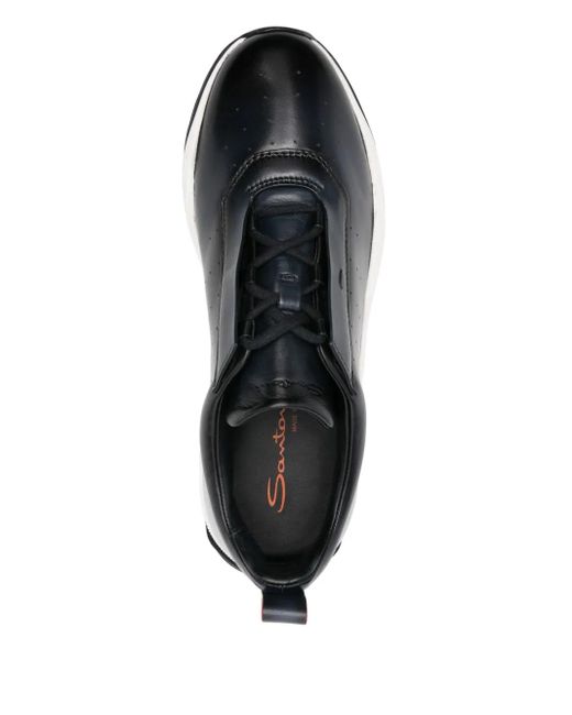 Santoni Black Leather Sneakers for men