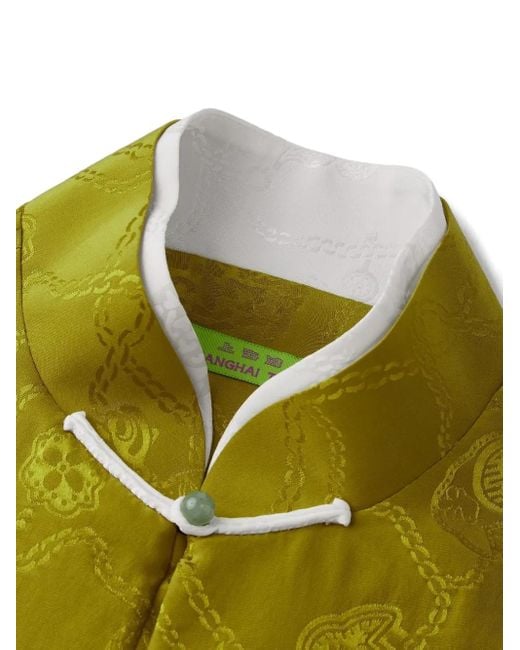 Shanghai Tang Yellow Jacquard Mandarin-Collar Shirt for men