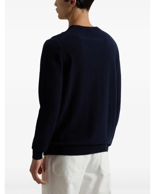 Woolrich Blue Crew Neck Cashmere Jumper for men