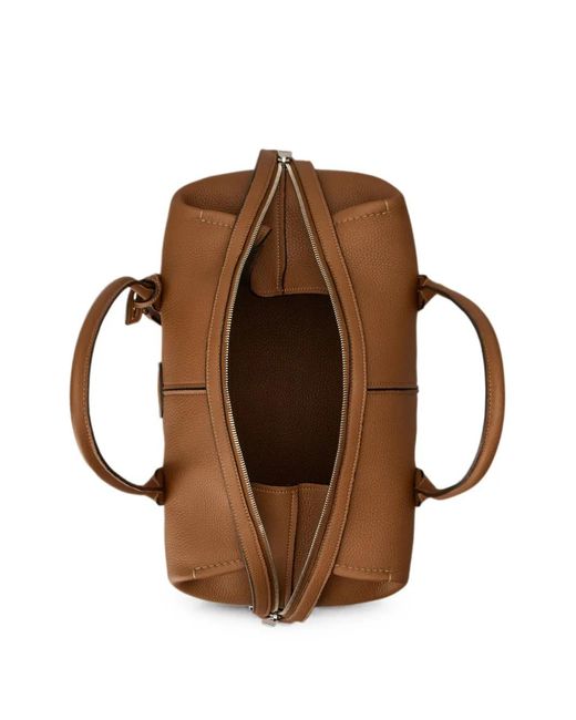 Tod's Brown Logo-Patch Pebbled Bucket Bag