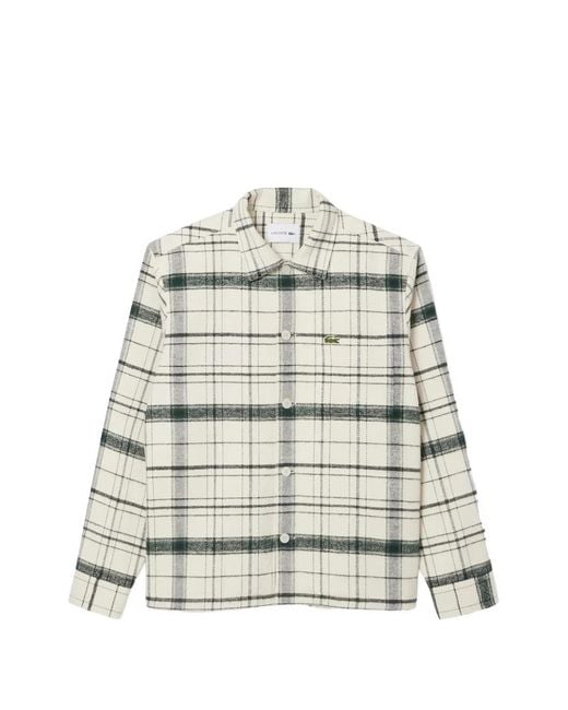 Lacoste White Checked Flannel Shirt for men