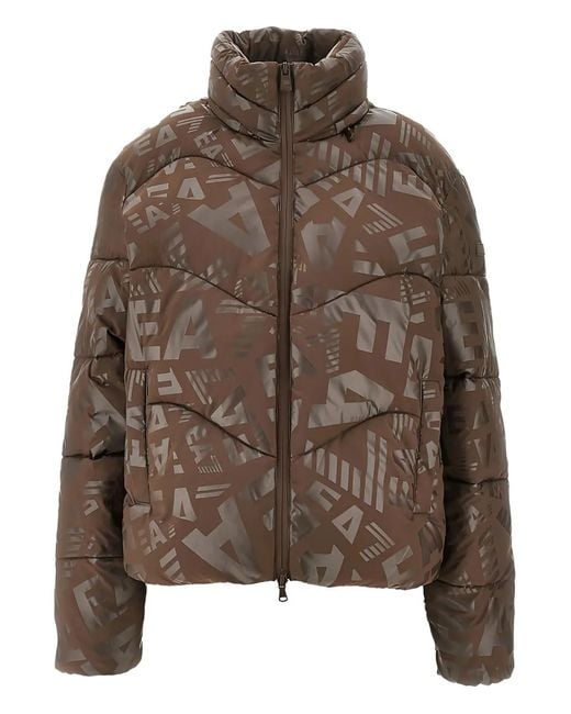 EA7 Brown Doudoune À Logo Imprimé
