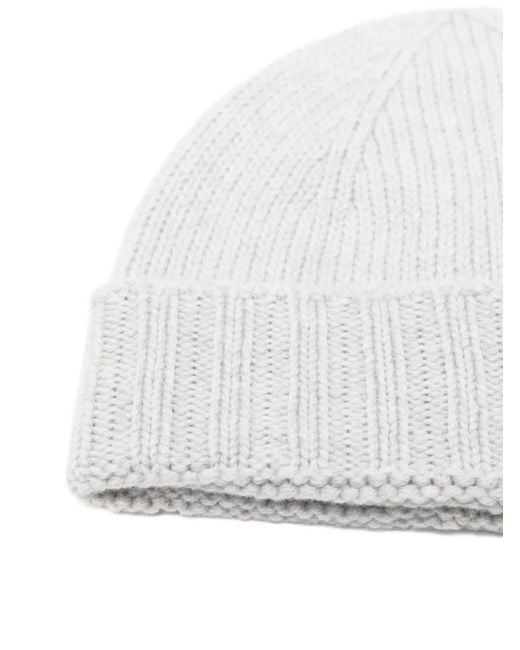GIUUNO White Ribbed-Brim Beanie for men