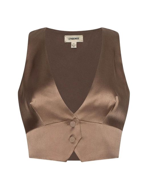 L'Agence Brown Devony Silk Vest