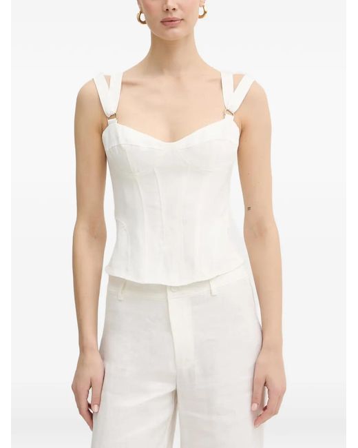 Bardot White Serafina Corset-Style Buckled-Strap Top