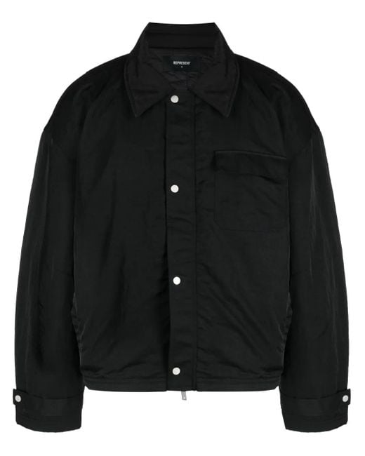 Represent Black Long-Sleeve Shirt Jacket for men