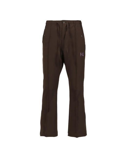 Needles Gray Butterfly-Embroidered Trousers for men