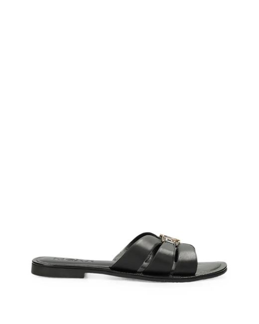 Mexx White Logo-Plaque Caged Sandals